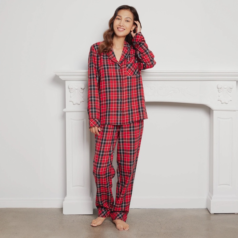 *NWT* Petit Lem Scarlet Tartan Plaid Flannel Women's Sleep Set Size XS